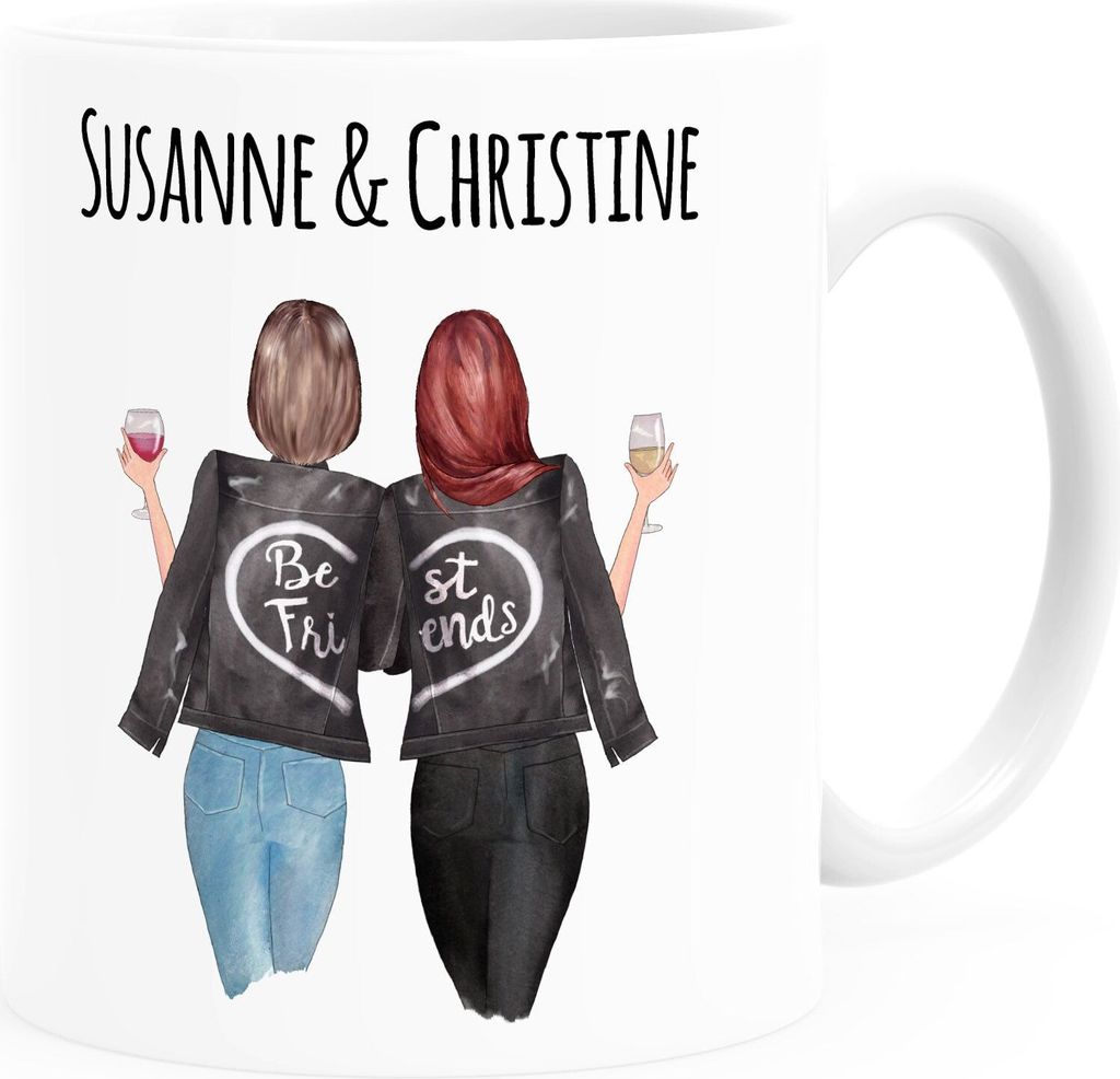 Tasse beste Freundin personalisierbar, anpassbares Geschenk Freundschaft Best Friends SpecialMe 2 Seiten weiß Keramik-Tasse