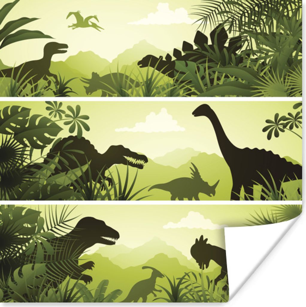 MuchoWow Poster Dinosaurier - Dschungel - Illustration - Kinder - Kind 30x30 cm - Wandposter - Printing