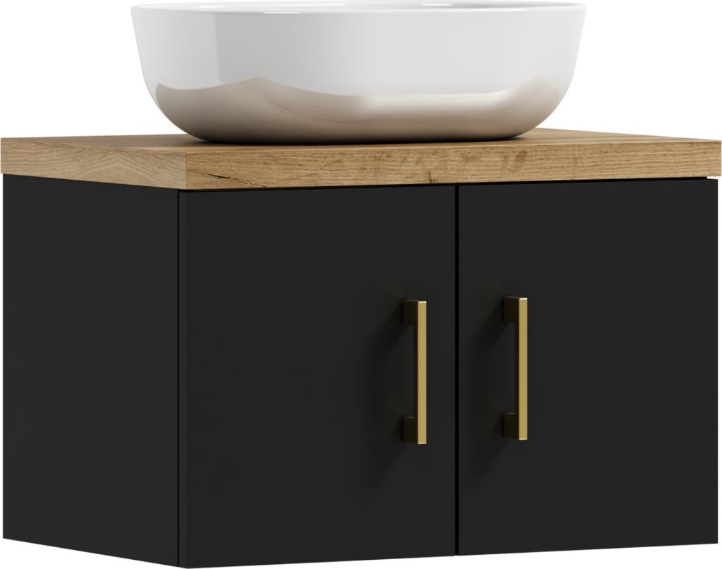 ADK Möbel - Hängeschrank, 38,2x60,5x40,5 cm, schwarz, mit Waschbecken MARKUS 60