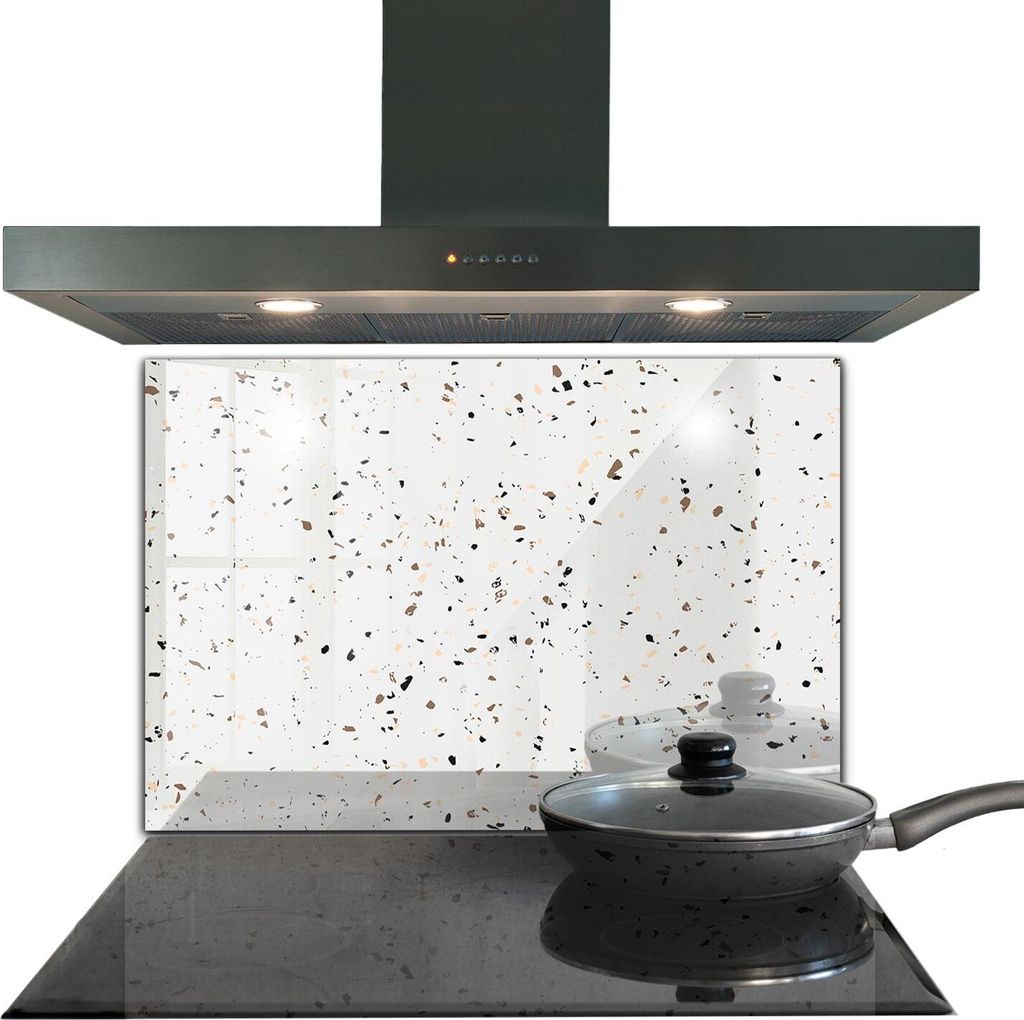 Spritzschutz aus Glas Küchenrückwand - Wandschutz für Herd und Spüle - 80x60 cm - Feiner Terrazzo Terrazzo