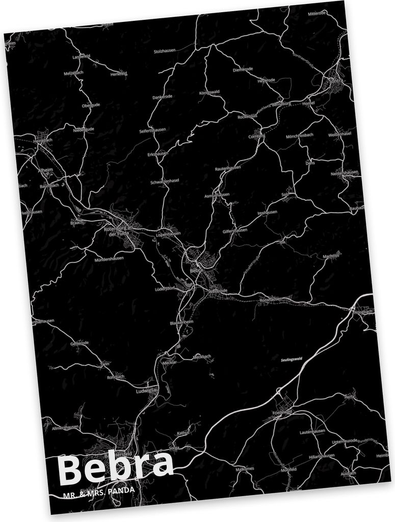 Mr. & Mrs. Panda Fotokarte Bebra - Geschenk, Stadt Dorf Karte Landkarte Map Stadtplan, Grußkarte, Postkarte, Ansichtskarte, Postkarten, Kunstkarten