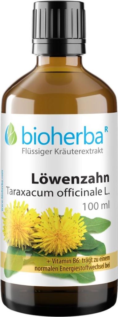 A bottle of Bioherba dandelion liquid herbal extract.