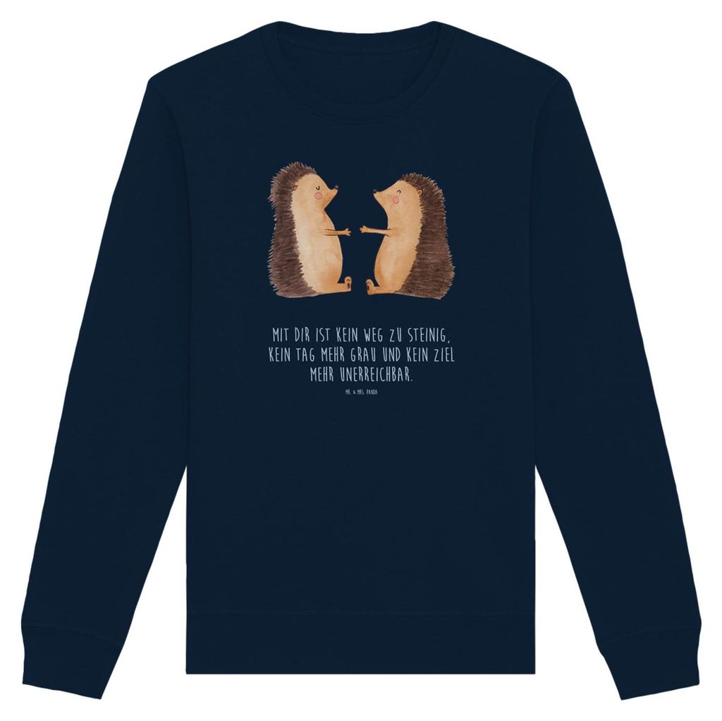 Mr. & Mrs. Panda Baumwoll Pullover Igel Liebe Größe S - French Navy - Geschenk, Sweater, Sweatshirt, Freundin, Hochzeitstag, Partner, Organic Bau...