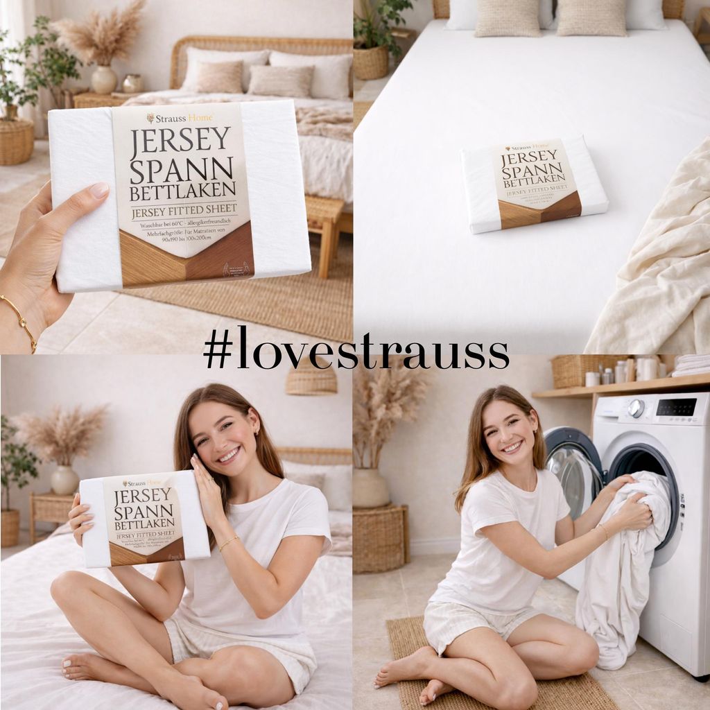 Strauss Home® Premium Spannbettlaken – 160 g/m² Gekämmte Produktbild 
