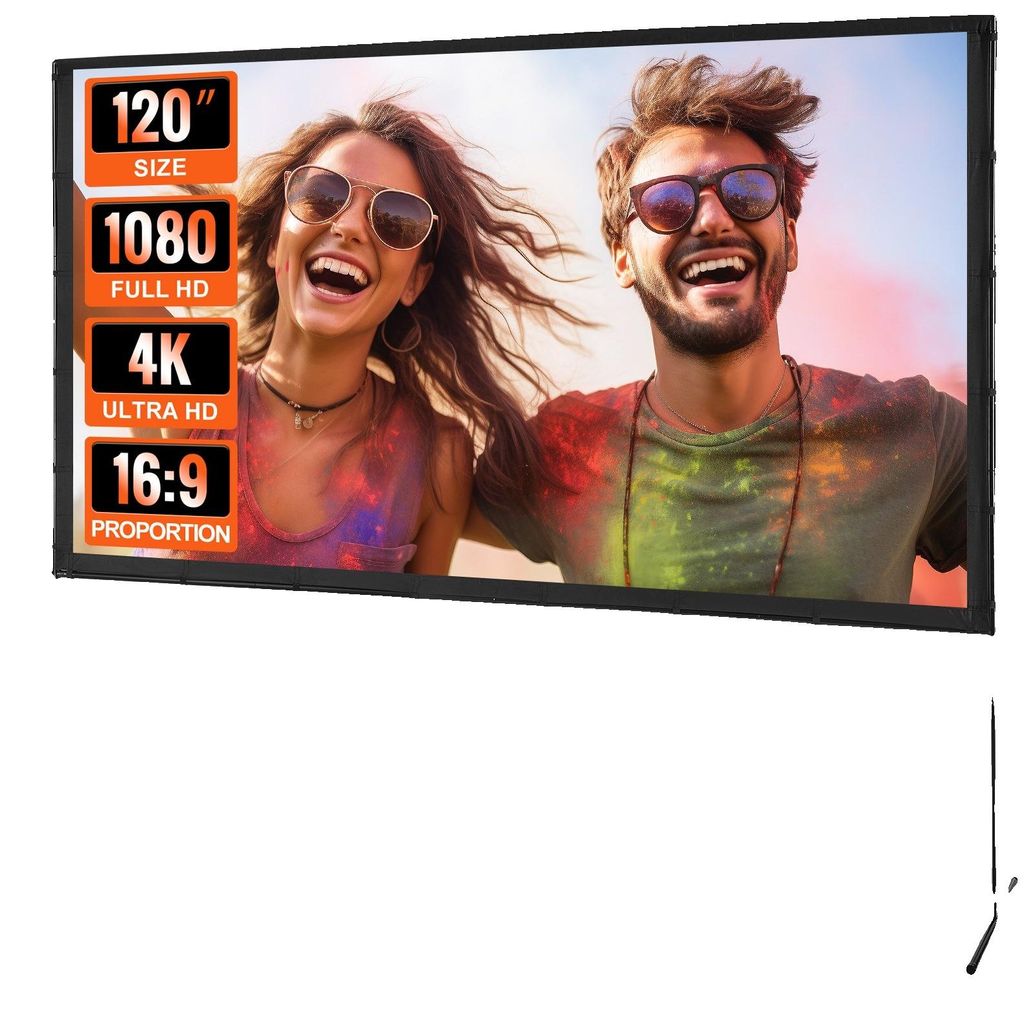 Pantalla de proyector VEVOR con soporte, 120 pulgadas, HD Imagen del producto 