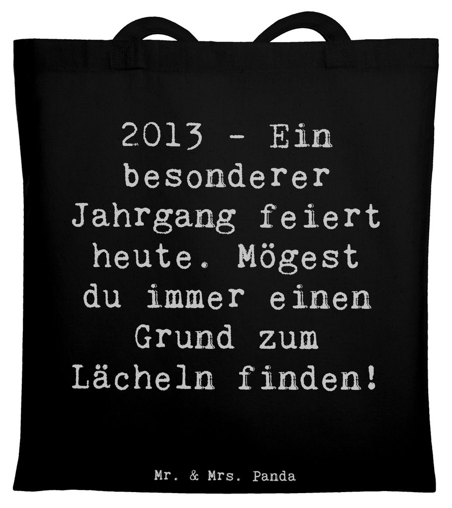 Mr. & Mrs. Panda Stoffbeutel Spruch 2013 Geburtstag Freude - Schwarz - Geschenk, Geburtsjahr, Geburtstagsgeschenk, Alter, Grund zum Lächeln, Juteb...