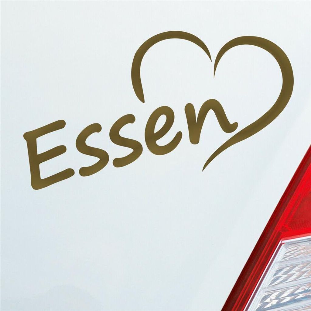 Auto Aufkleber Essen Herz Stadt City Liebe Love Heimat 15,5cm 15,5x9 cm Gold Sticker Heckscheibenaufkleber