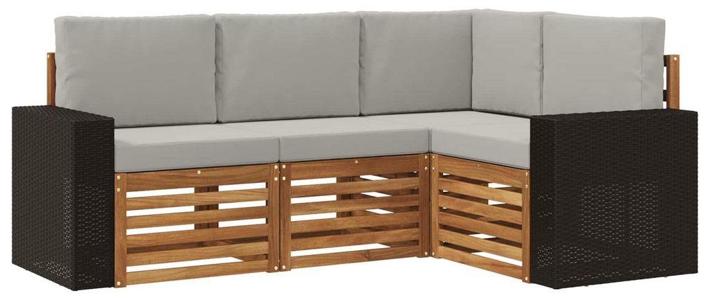 vidaXL Sofagarnituren mit Kissen 4 pcs Massivholz Akazie