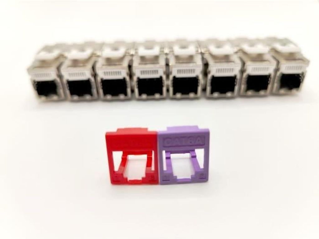 Keystone RJ45 Cat.6a, 8er Pack, 2 mit Farbigen Fronten, LINEAIRE, PRC624AK8