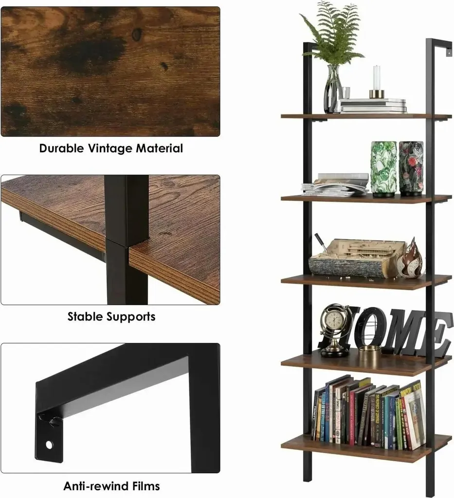 Meuble de rangement 5 niveaux 60 cm bois au style moderne épuré