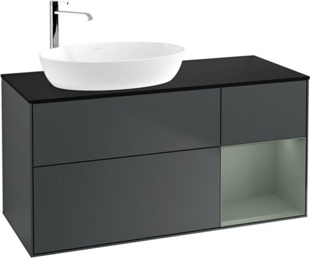 V&B Waschtischunterschrank Wandbeleuchtung Finion 120cm, Pl b m, Rg Ol m Lac, md bl. m Lac