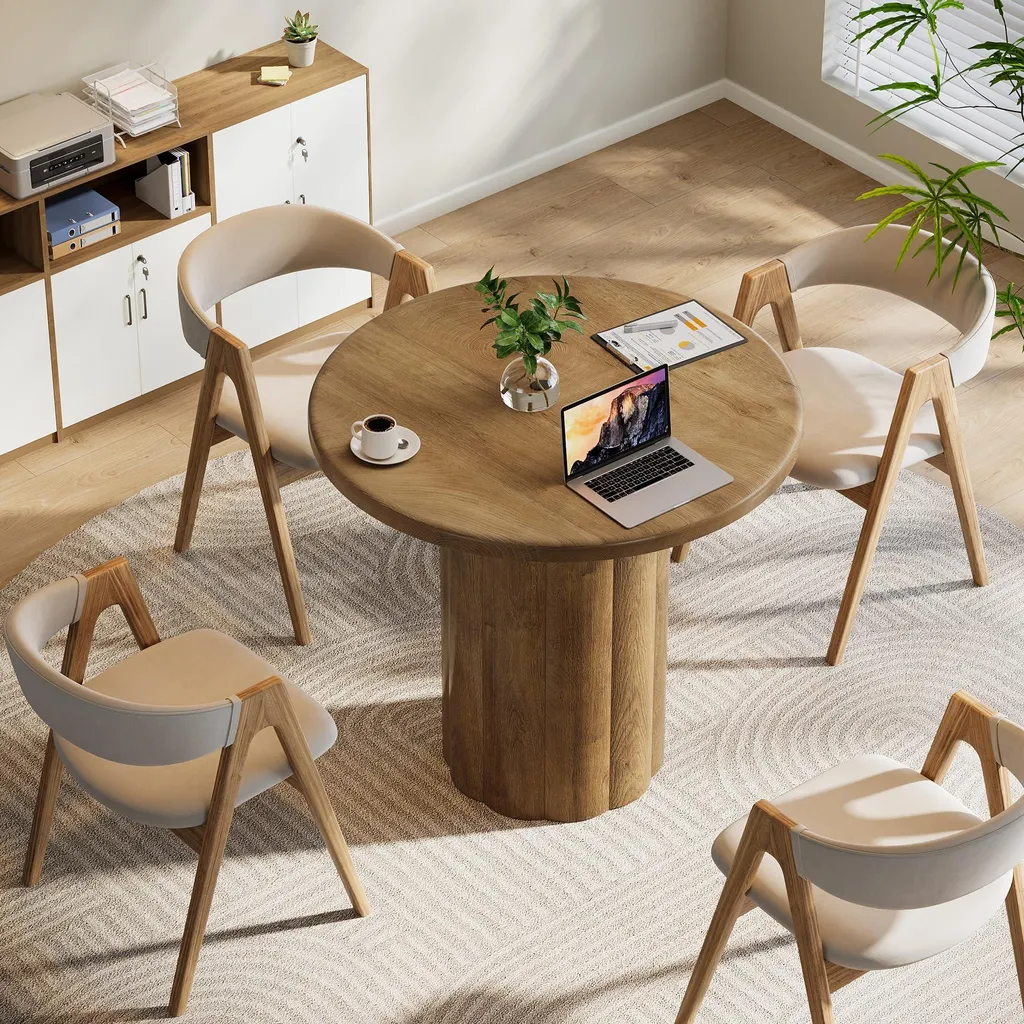 Bureau Rond 80 cm Stable et Compact - Fini les Réunions Encombrées !