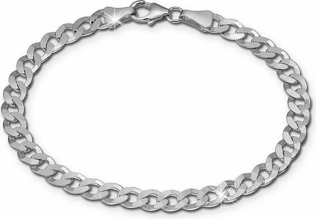 Bracelet en Argent 925 Poli pour Homme SilberDream Maille Plate 19cm