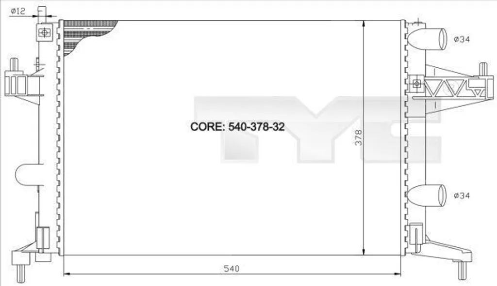Radiateur de refroidissement moteur TYC pour Opel Combo et Corsa C (X01)
