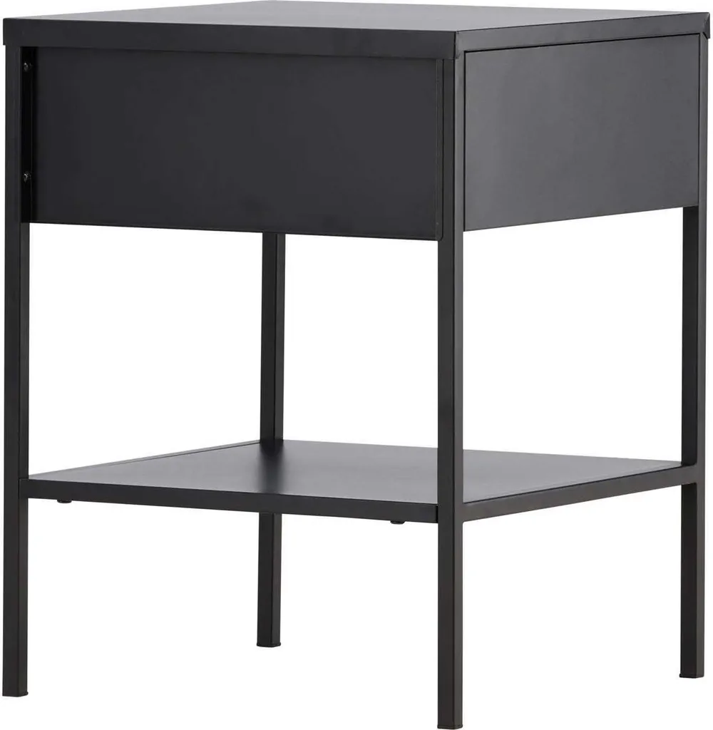 Table de nuit noire avec tiroir et étagère de rangement de nuit