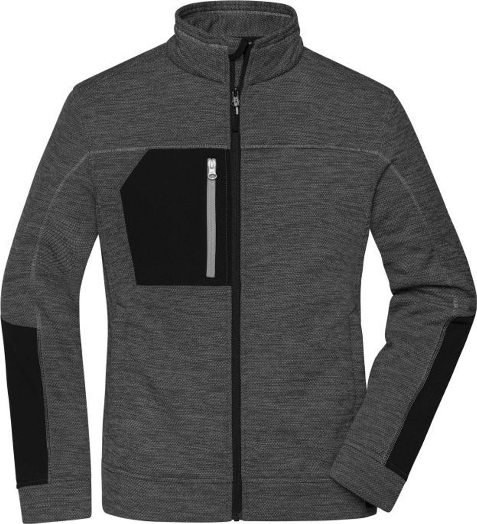Ladies' Structure Fleece Jacket black-melange/black/silver, Produktbild 