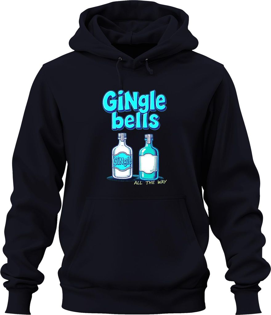 Gingle bells Weihnachten Gin Geschenk Gin Liebhaber All the way Uni Hoodie Kapuzenpullover, Navy, 3XL