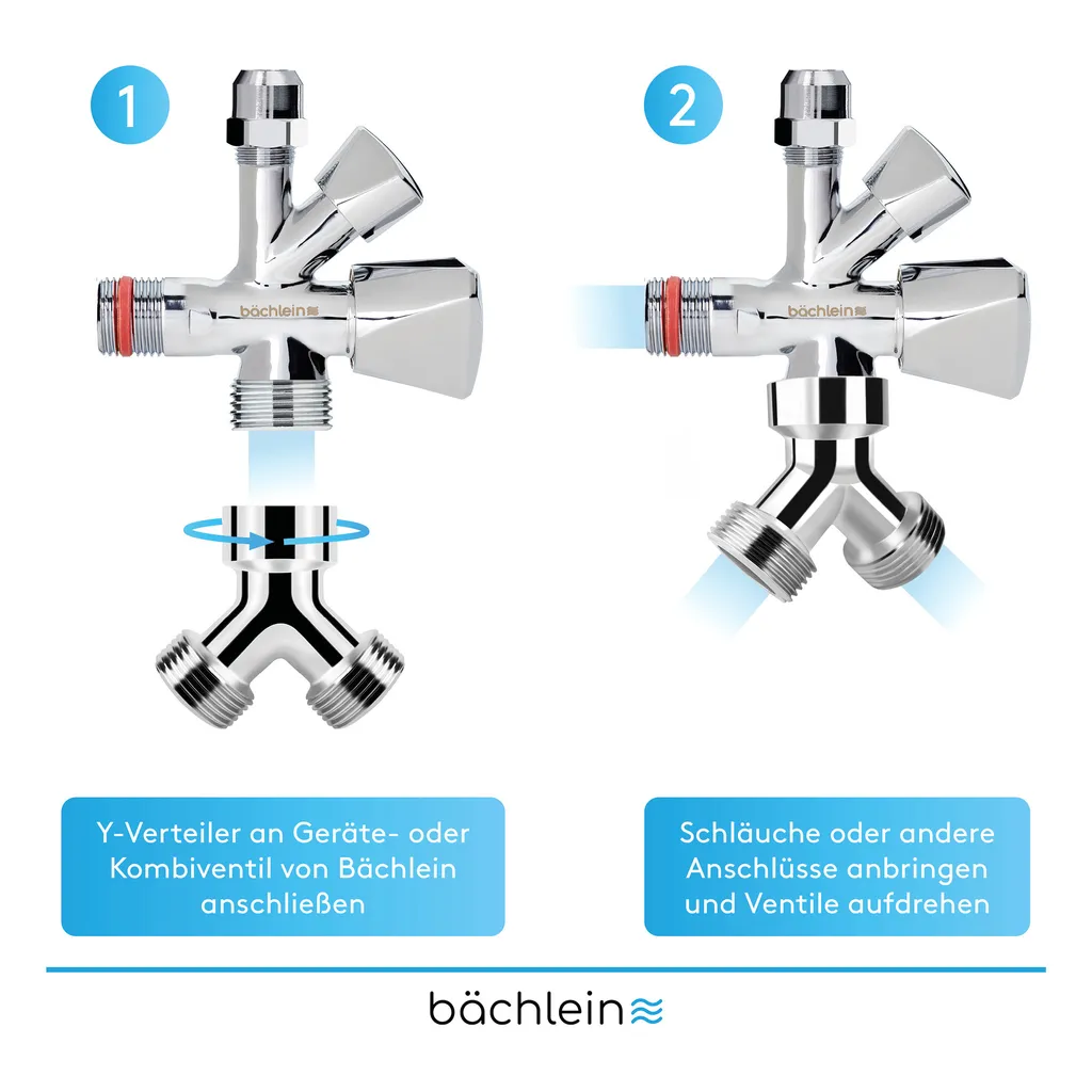 Distributeur 2 voies Bächlein Chromé G 3/4" - Finition robuste et durable - 3