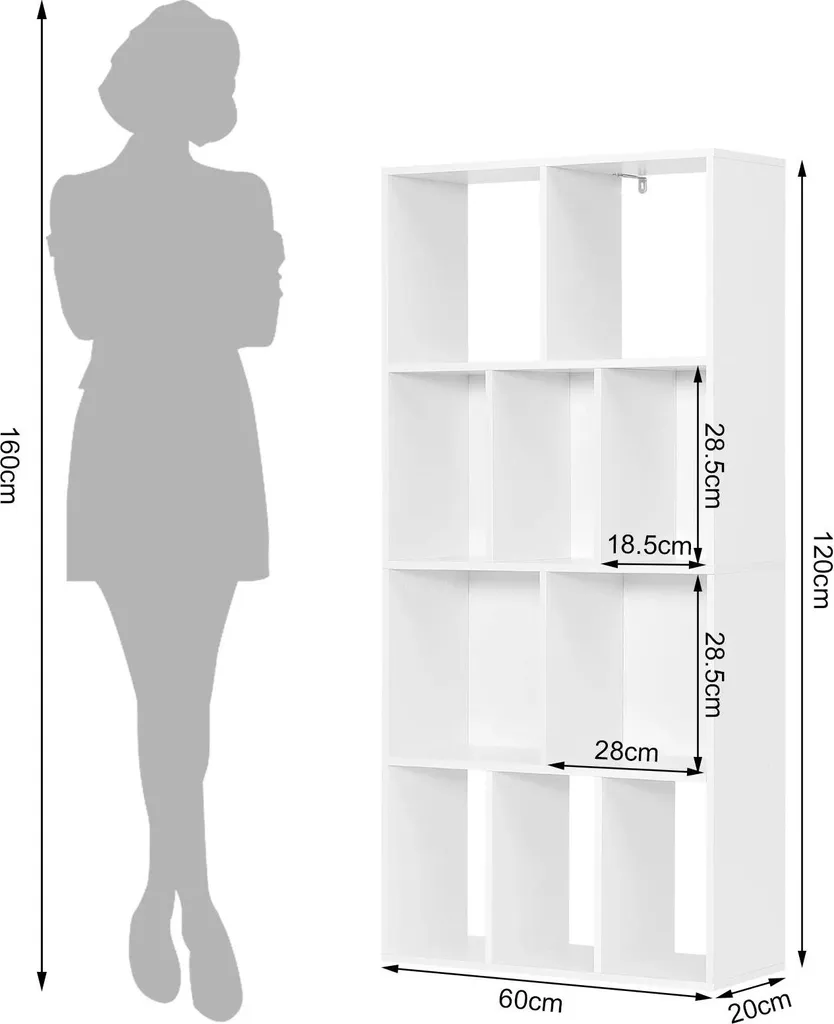 Étagère bibliothèque gain de place pour salon et bureau 10 cases Blanc