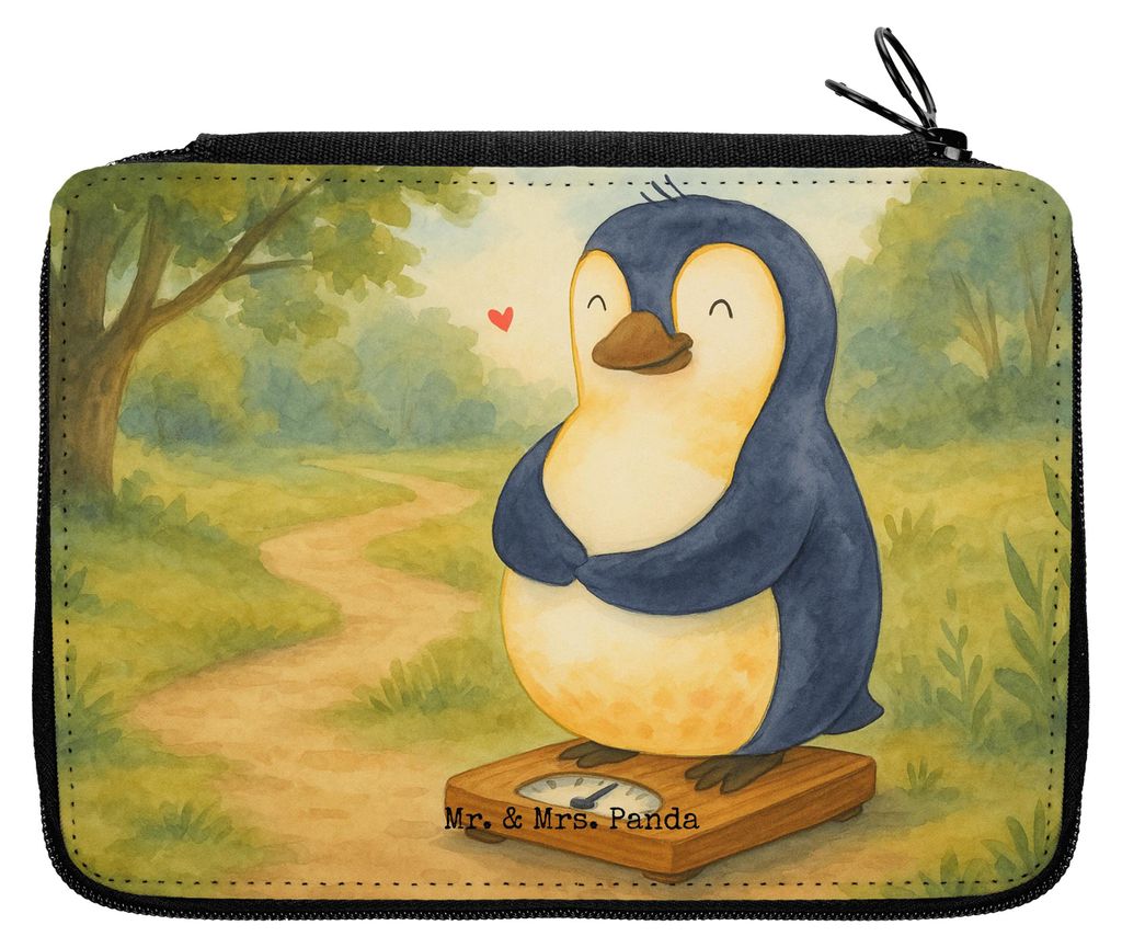 Mr. & Mrs. Panda Federmappe Pinguin Diät Design - Weiß - Geschenk, Federtasche, Mäppchen, Federmäppchen, Bleistiftetui, Schlampermäppchen, Pin...