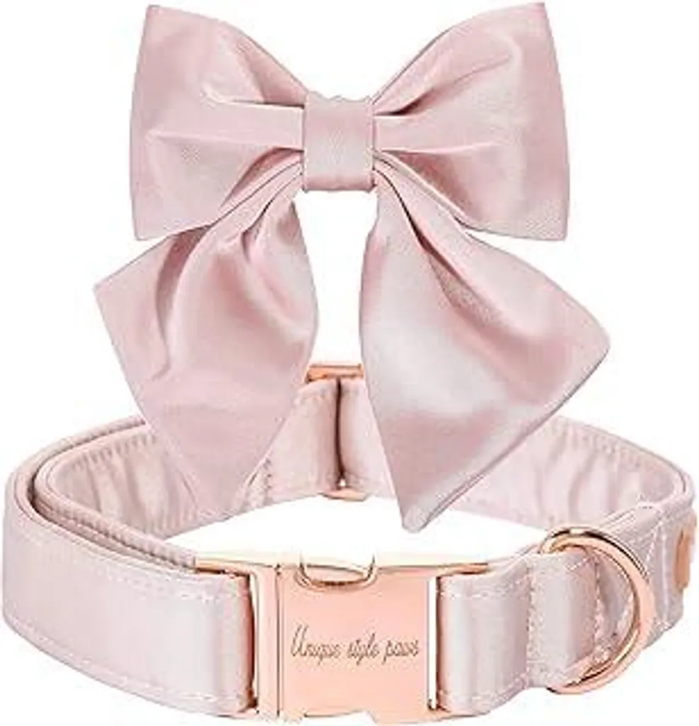 Collare Seta Rosa Cane Grande XL Unique Style Paws Matrimonio