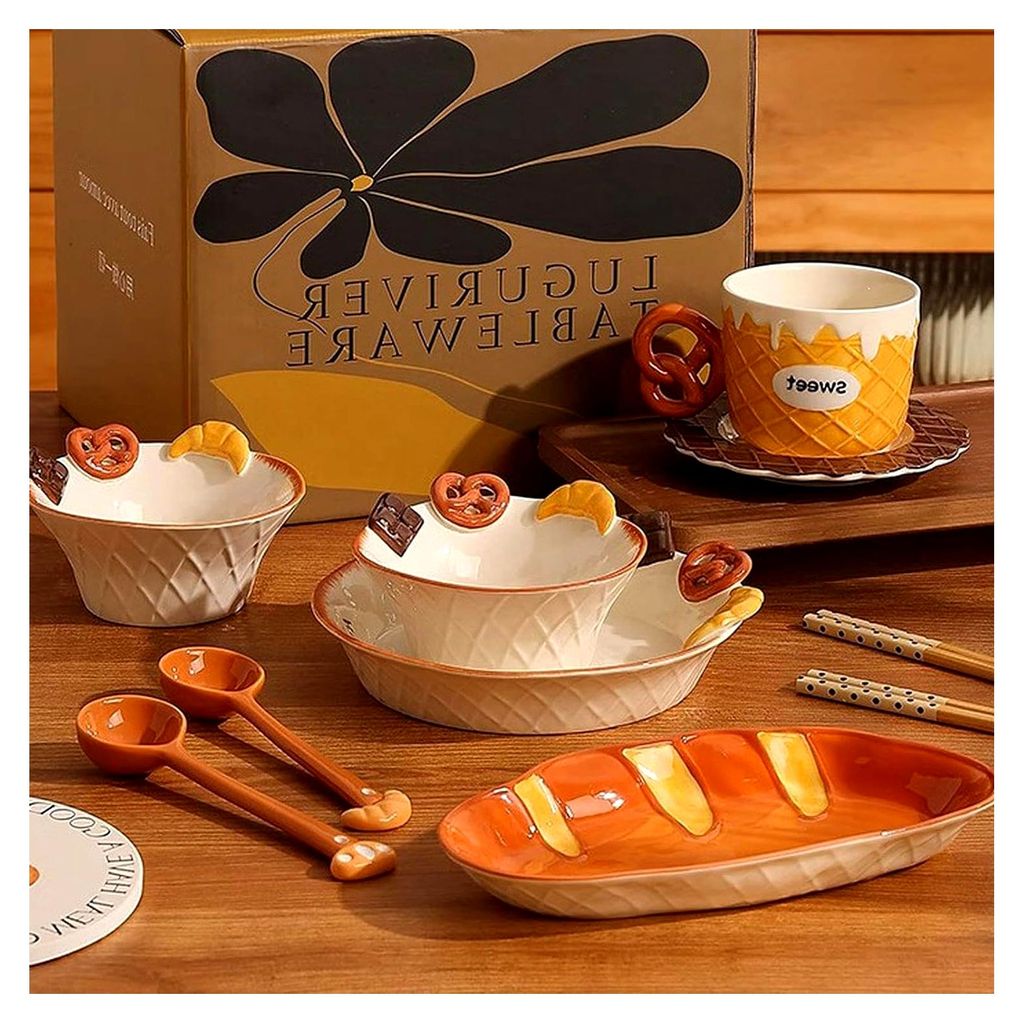 Glasiertes Keramik Salzwasser Brot Geschirr Haushalt Dessert Snacks - 24,1 cm Teller