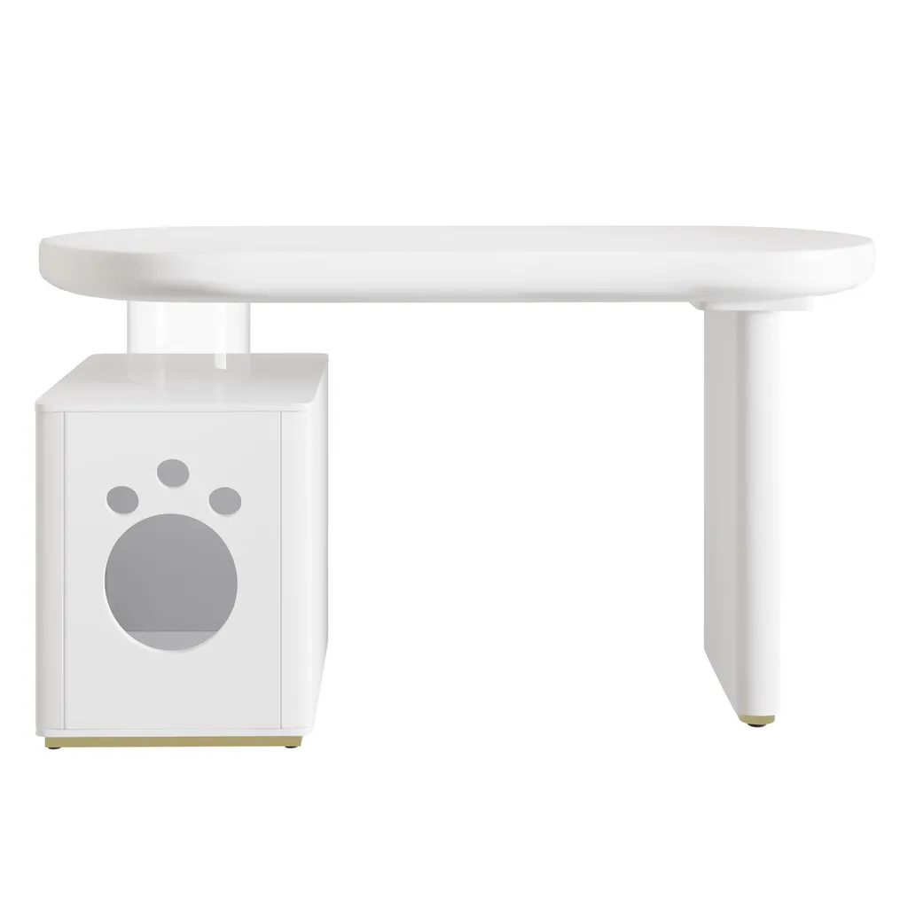 Bureau avec Grotte Chat : Solution Gain de Place et Confort Animal - 6