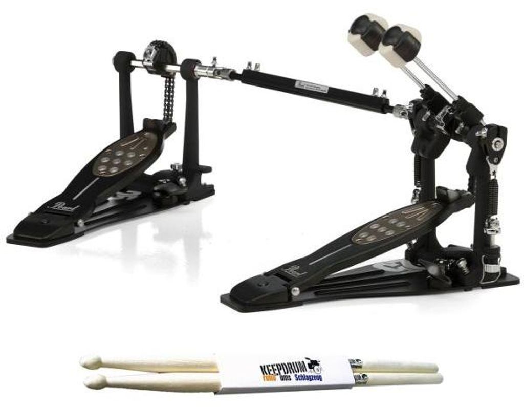 Pearl Doppel-Fußmaschine P-2052C/B Eliminator Limited Edition mit Schlagzeugstöcke 1 Paar