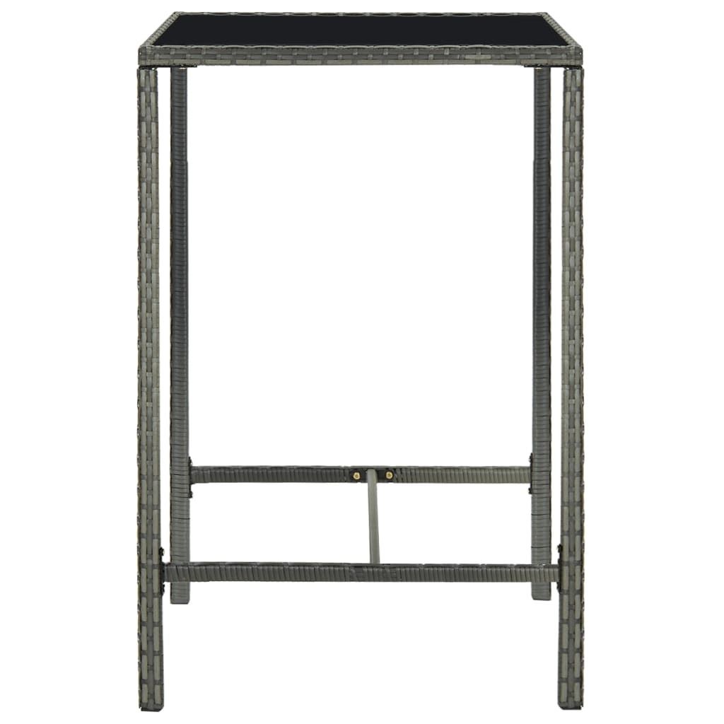 vidaXL Garten-Bartisch Grau 70x70x110 cm Poly Rattan und Glas