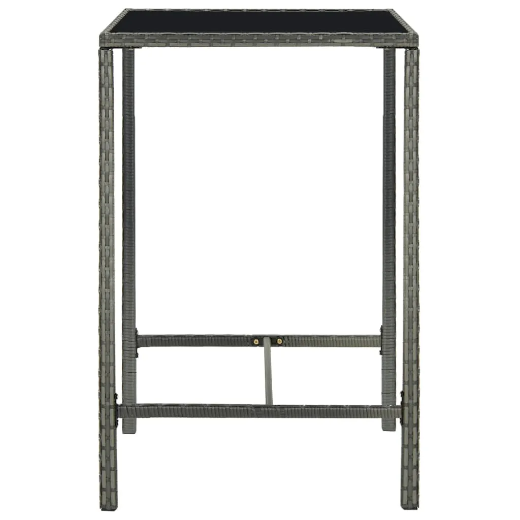 Tavolo Bar Giardino Grigio 70x70x110 cm Poly Rattan e Vetro | Offerta - 3