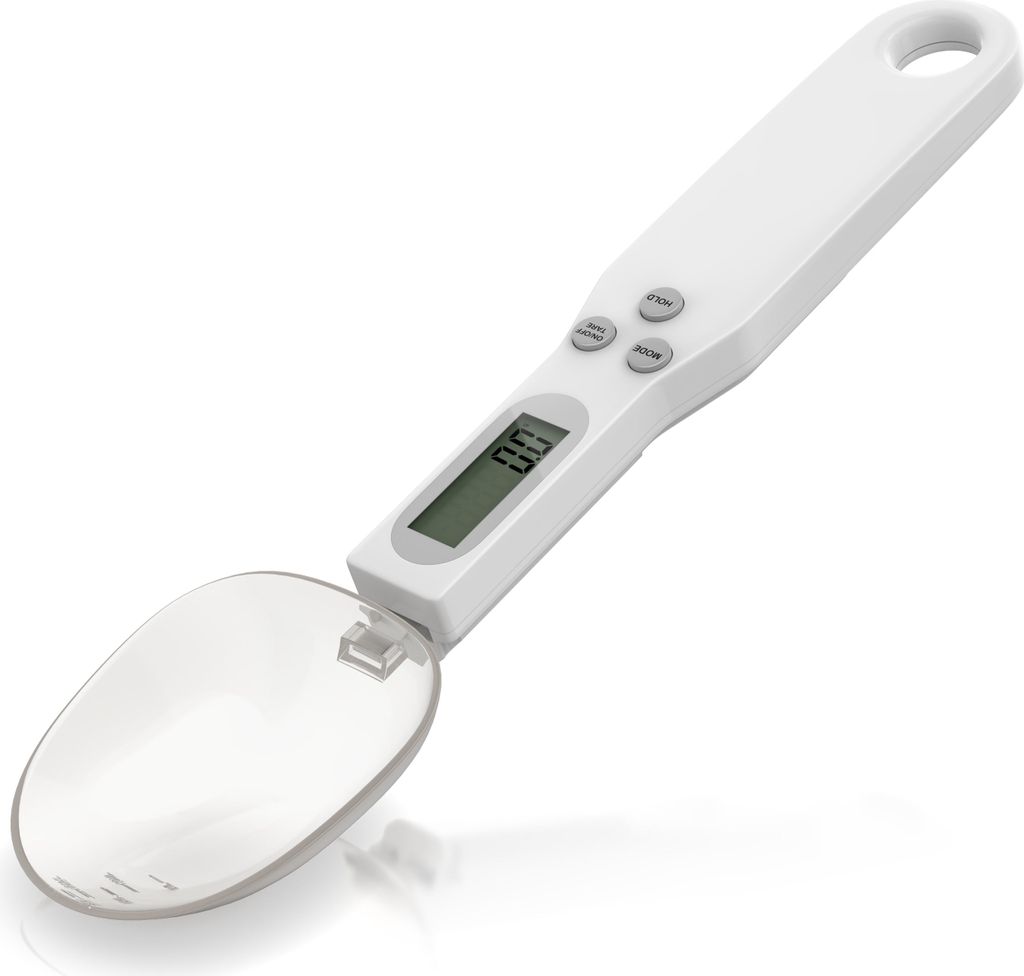 Arendo Löffelwaage 0,1g digital, Küchenwaage Feinwaage, LCD-Anzeige, max. 500g, Tara, Hold, Auto‐Abschaltung 60 s, g/oz/gn/ct, Löffel abnehmbar