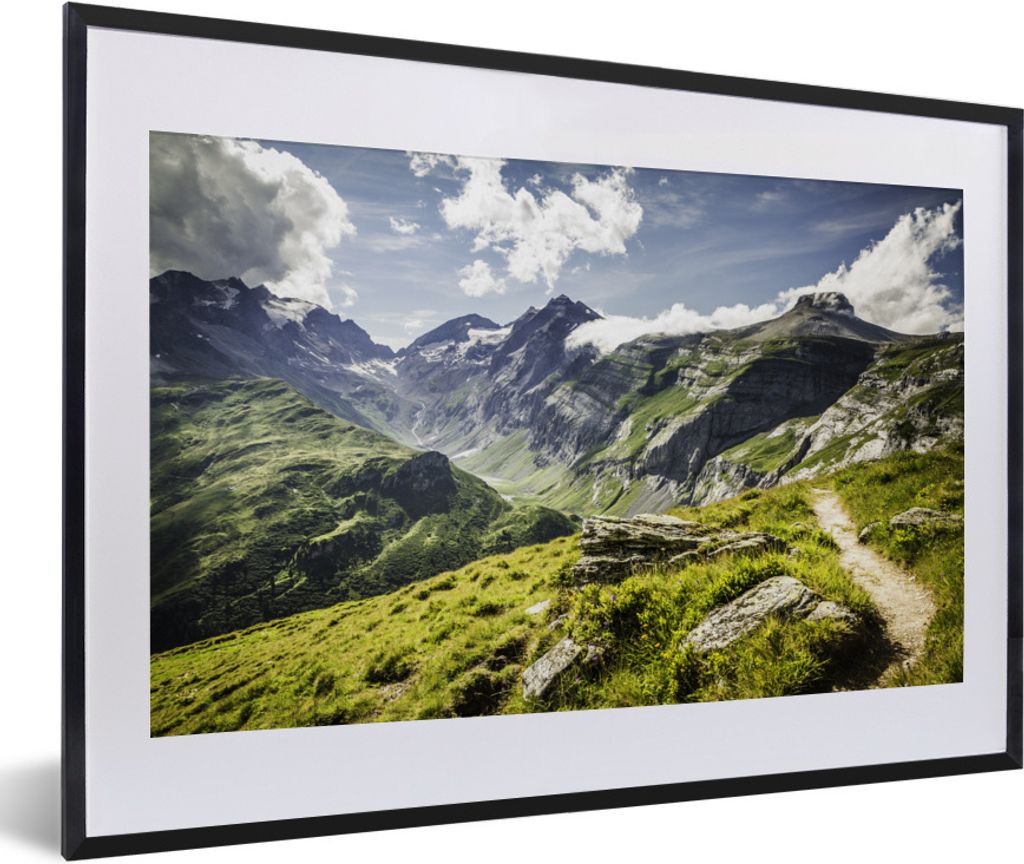 MuchoWow Gerahmtes Poster Berglandschaft in einer Schweizer Landschaft 60x40 cm - Poster mit Schwarzem Bilderrahmen Wandposter Rahmen Foto Bilder...