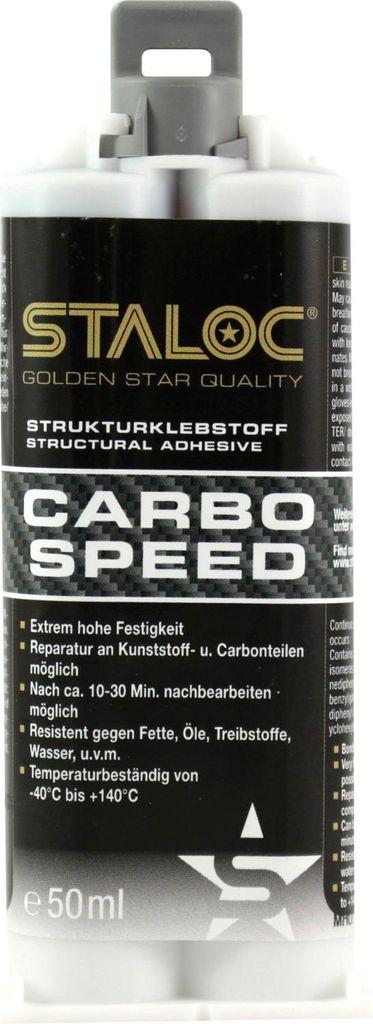 STALOC Carbo Speed 50ml schwarz, + Mischer, 2-Komponenten-Kleber, 2k Kunststoff-Kleber