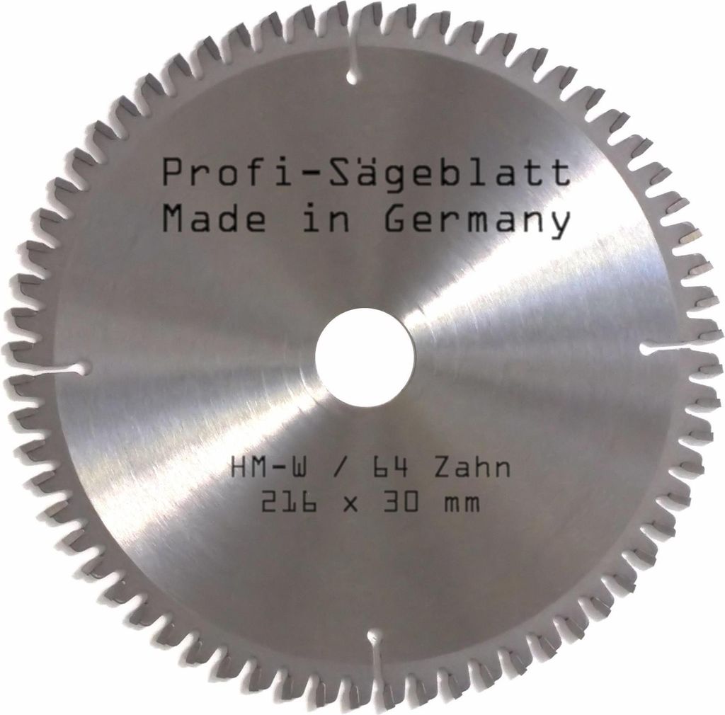 HM Sägeblatt 216 x 30 mm Zähne 64 W negativ Hartmetall Kreissägeblatt Ersatzsägeblatt für Elu/DeWalt/Festo/Festool/Hitachi/Holz Her/Scheppach/...