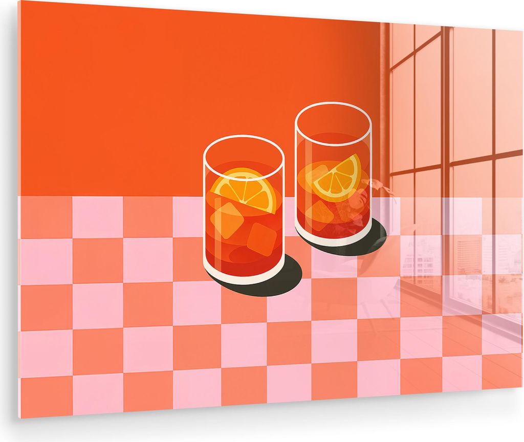 MuchoWow Glasbilder - Bilder auf Wandbild - Foto auf Glas Orange - Brillen - Orange 120x80 cm Wanddekoration aus Glas - Acrylglasbild - Acrylbilder...