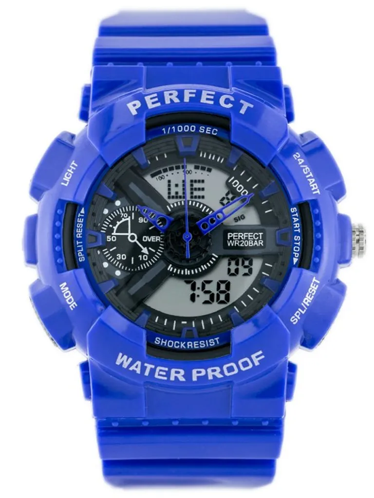 Montre bleue résistante aux impacts Perfect Shock zp219e pour les Hommes