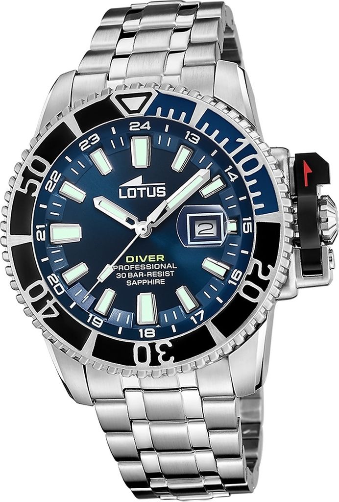 Lotus Edelstahl Silikon Herren Uhr silber blau Elegant Classic D2UL18938/3