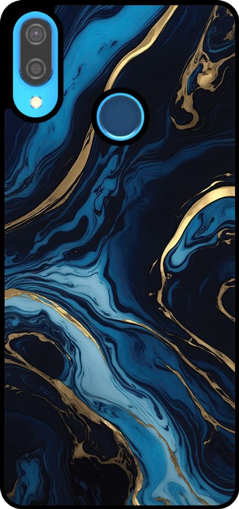 Smartphonica Telefon Fall geeignet für Huawei P20 Lite / Nova 3E mit Marmor Druck - TPU zurück Abdeckung Fall Gold blau Marmor Design - Gold Blau