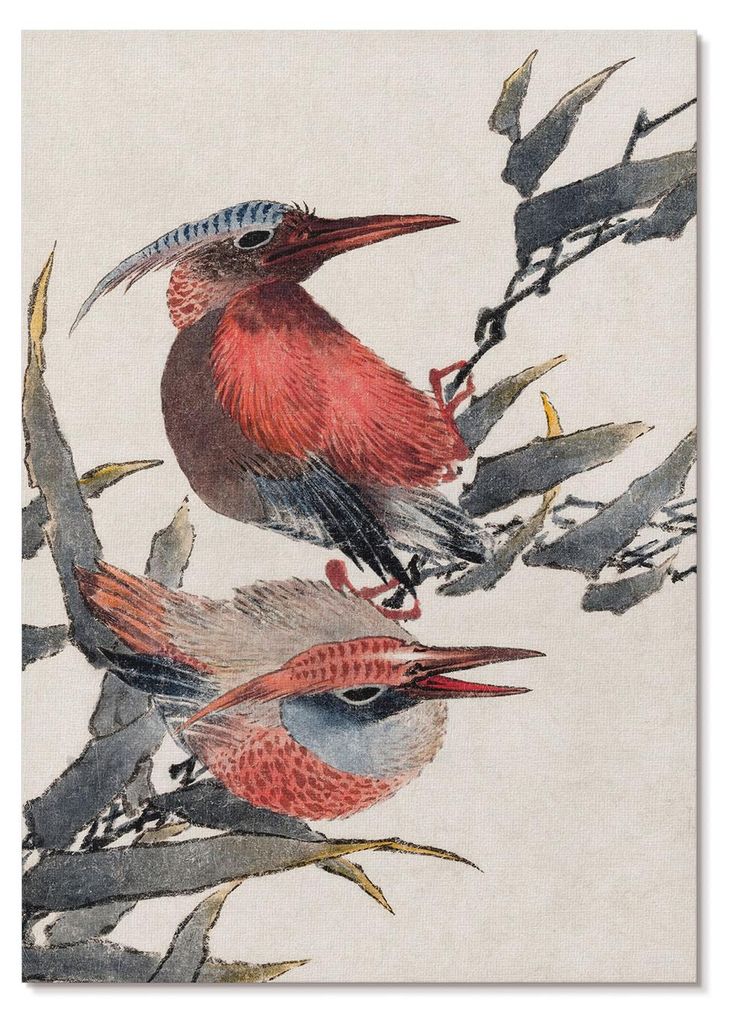 POSTER - 59x84 cm (A1) - Hokusai - Katsushika Hokusais Vögel aus dem Skizzenalbum (1814), japanische Holzschnitte aus der Antike - Wandbild für W...