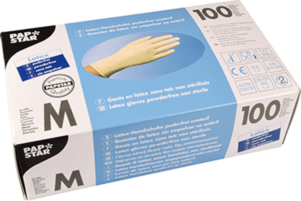 Papstar Einweghandschuhe Latex ungepudert weiss 100 Stück Gr. M
