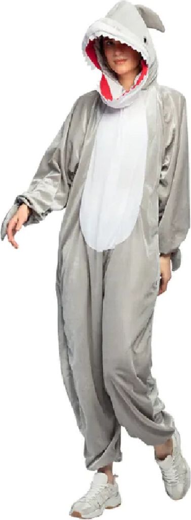 B88305-165 grau Kinder Mädchen Junge Damen Hai Kostüm-Overall bis max.165 cm Körpergröße