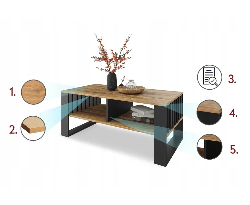 Table basse marron style moderne MODERN - Table de séjour rectangulaire - 4