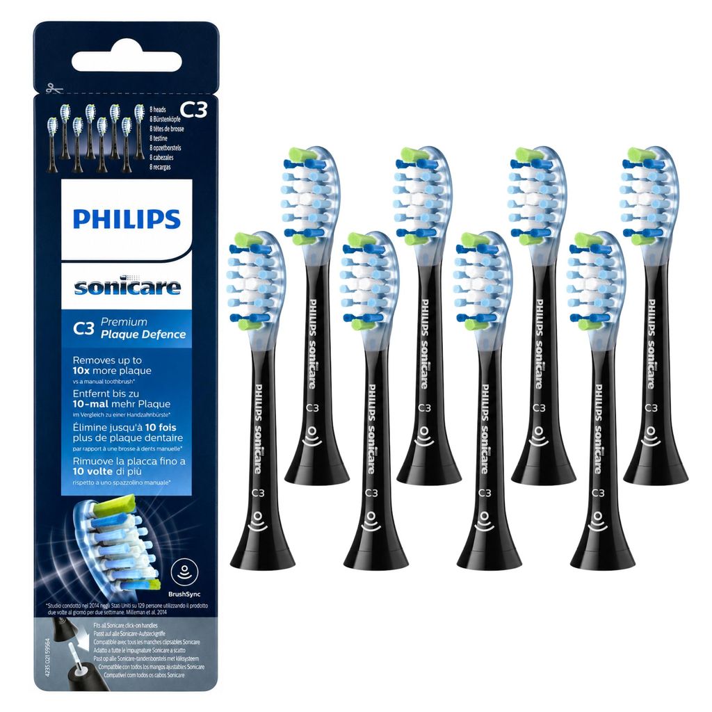 Philips Sonicare C3 Bürstenköpfe HX9048/33 8 Stück Schwarz Produktbild 