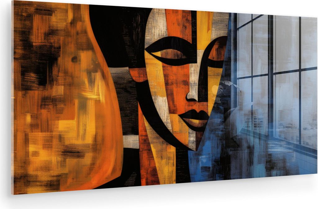 MuchoWow Glasbilder - Bilder auf Wandbild - Foto auf Glas Abstrakt - Porträt - Farbfelder 120x60 cm Wanddekoration aus Glas - Acrylglasbild - Acry...