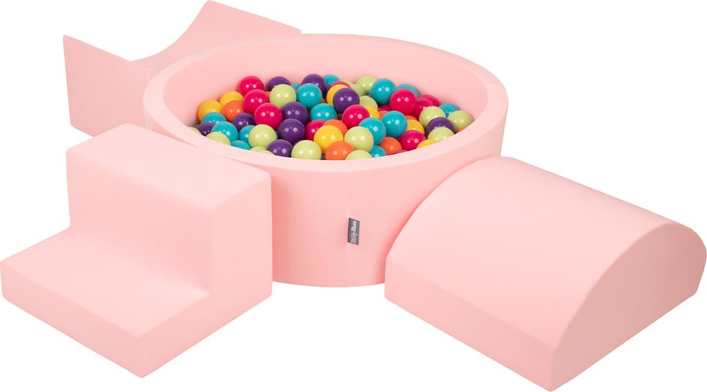 KiddyMoon Spielplatz Aus Schaumstoff Mit 200 Bälle 7cm Hindernisläufen Version 6 Rund Bällebad Mit Bunten Bällen Für Babys Und Kinder