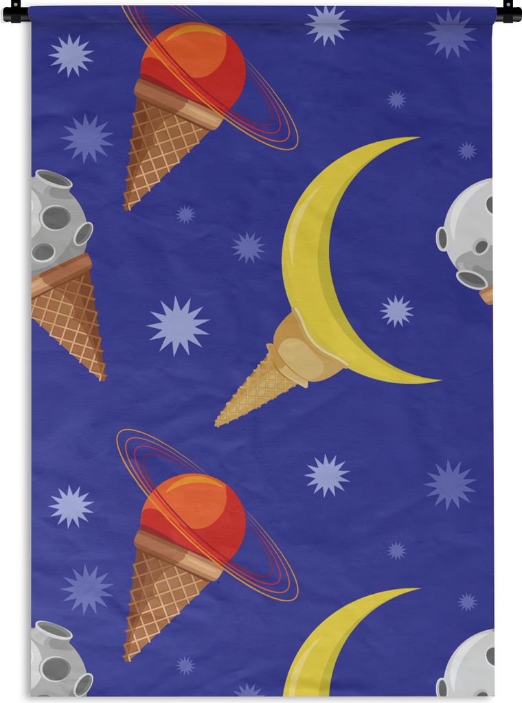 MuchoWow Wandteppich Wandbehang Planeten - Eiswaffeln - Muster 60x90 cm Tapisserie Dekoration Wandtuch - Foto-Teppich - Abwaschbar