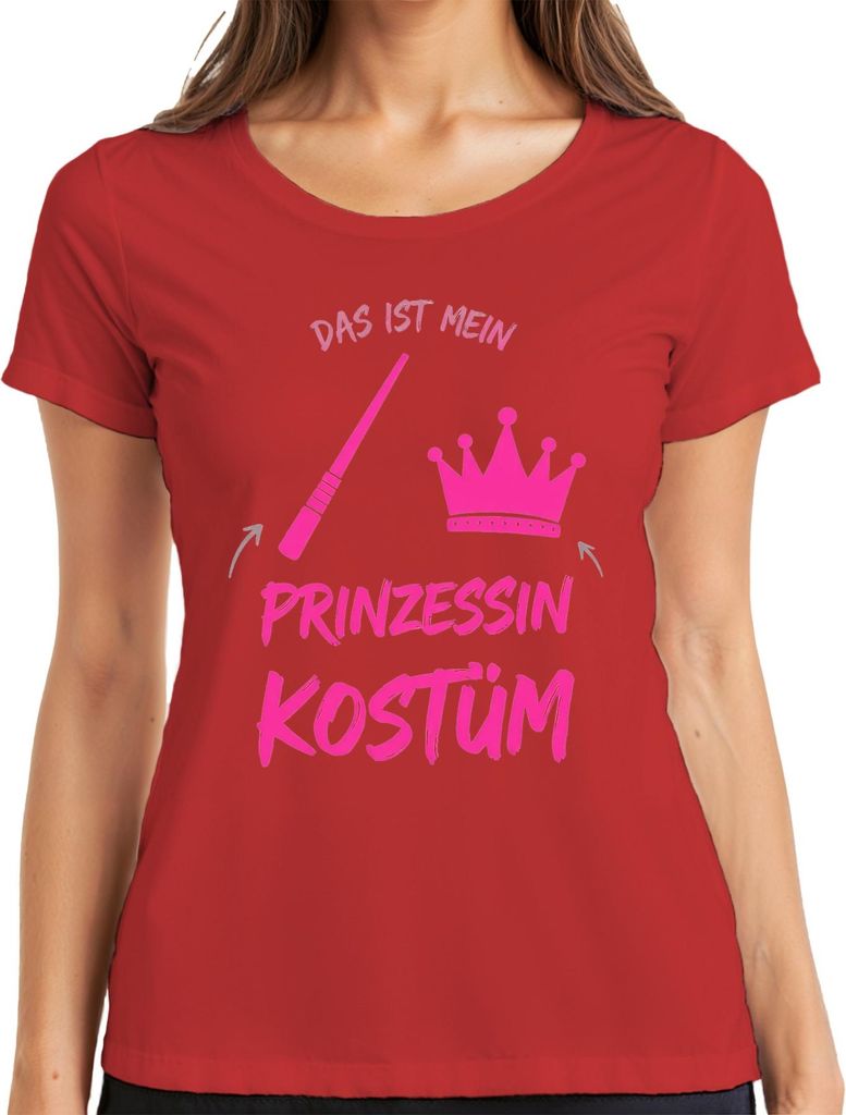Prinzessin Kostüm Krone Zauberstab Karneval Fasching Geschenk Damen T-Shirt, Rot, XXL