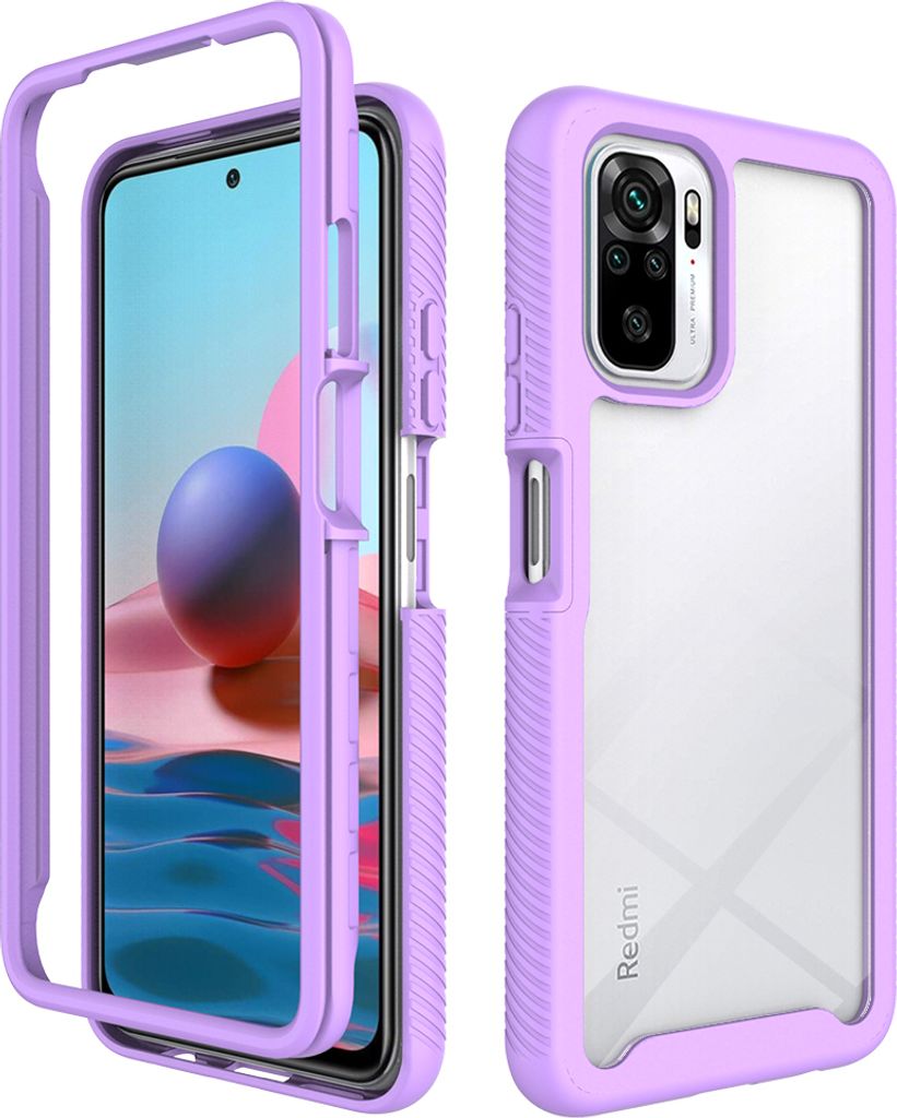 Redmi Note 10 4G Hülle, Transparente Rückseite Robust TPU Bumper Rutschfest Stoßfest Ganzkörper Schutzhülle für Xiaomi Redmi Note 10 4G / Not...