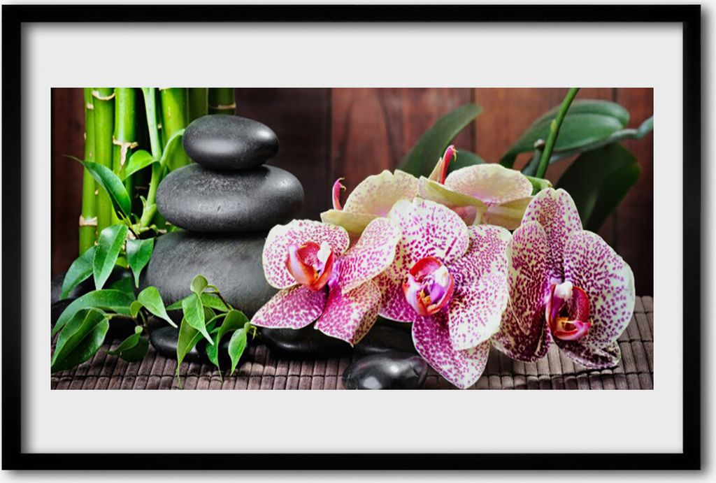 Bild 60x40 MDF-Rahmen Wandkunst Bamboo Orchid Spa