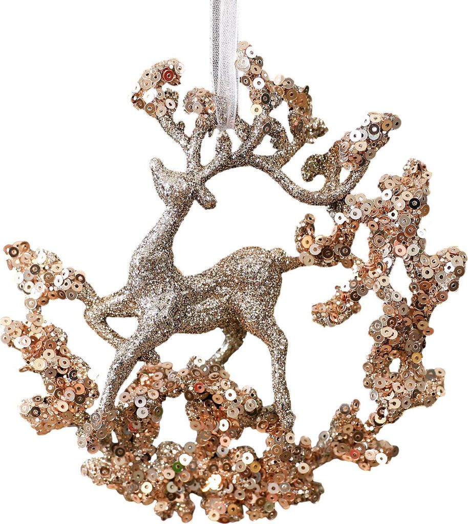 Glitzernde Pailletten-Weihnachtsbaumkugel Champagnerfarbene Ballerina/Schneeflocke/Schmetterling Hängende Dekoration für Weihnachtsbaum Winterlic...